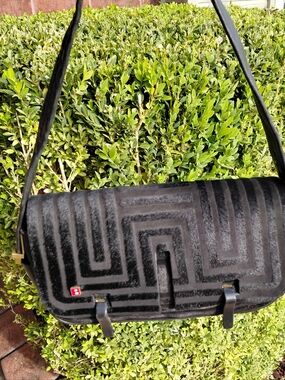 Bally Pony Hair On Leather Geometric Flap Shoulder Bag Y2K